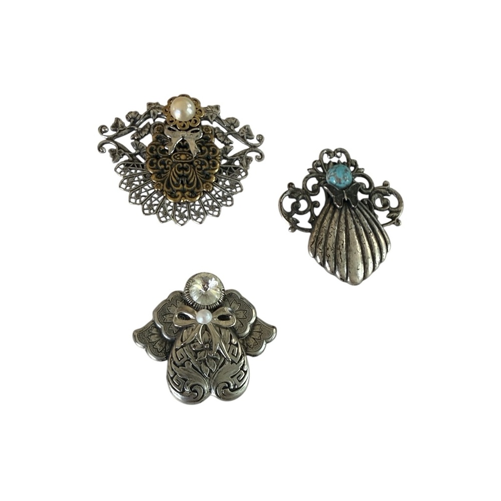 Signed Vintage Jane Davis Brooch Pin Lot of 3